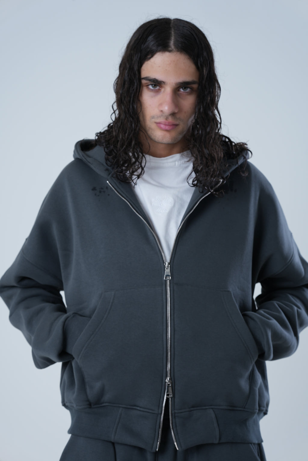 GRAY FULL ZIP UP SET