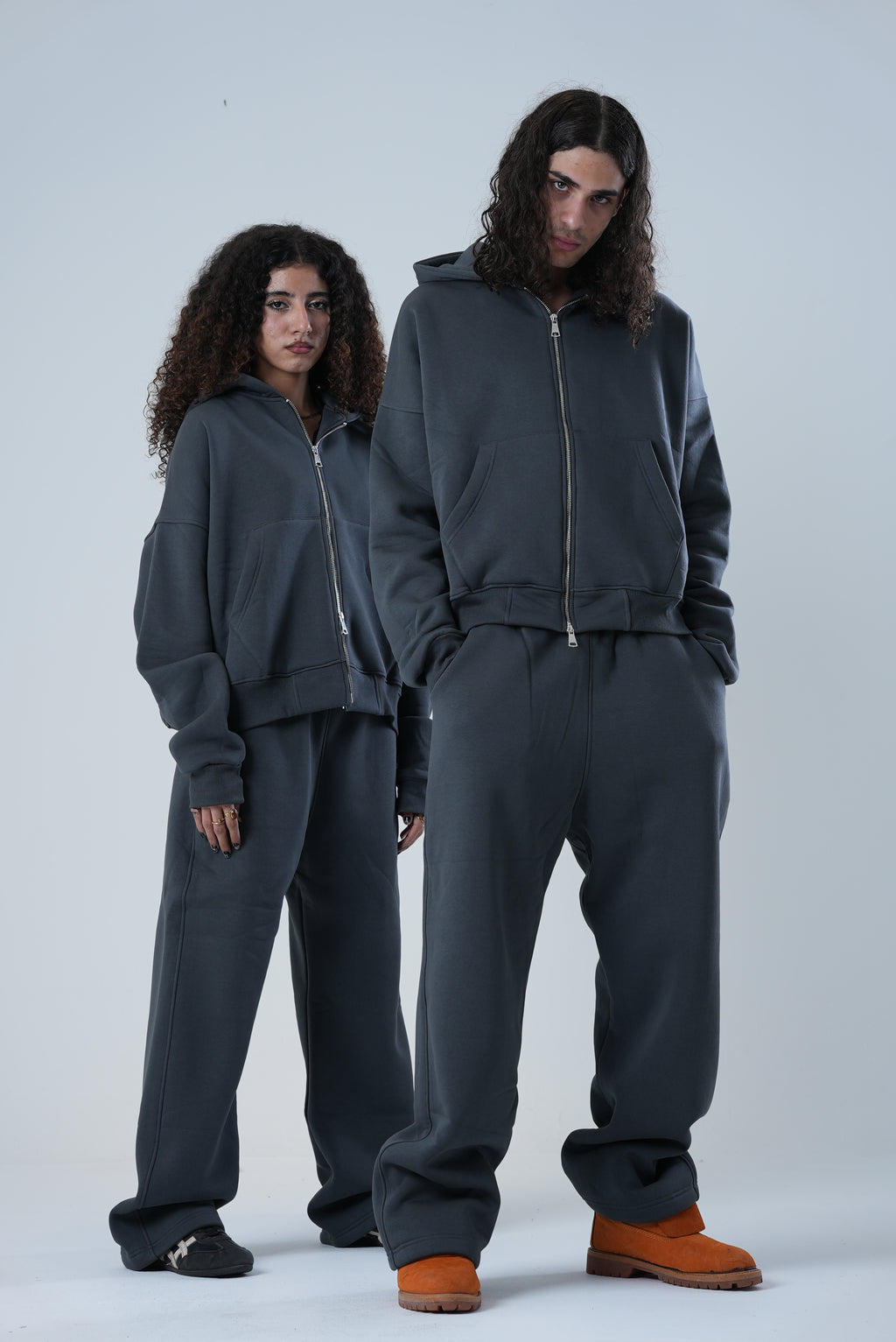 GRAY FULL ZIP UP SET