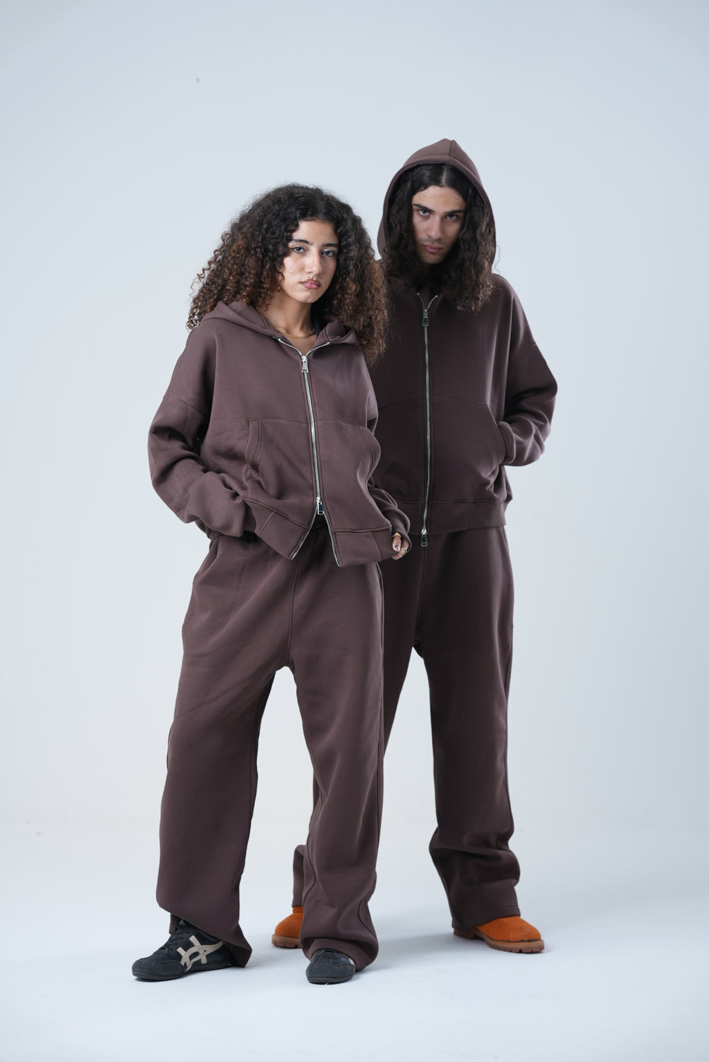 BROWN FULL ZIP UP SET