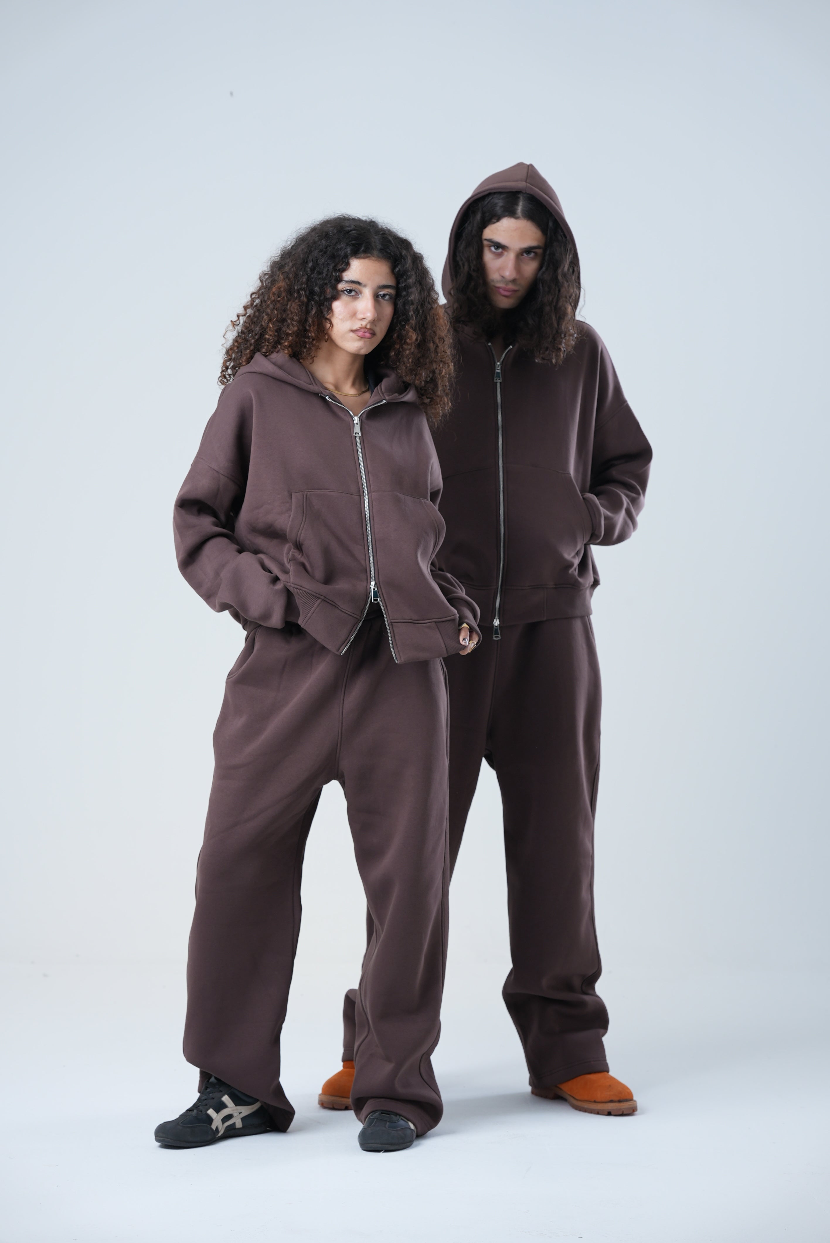 BROWN FULL ZIP UP SET