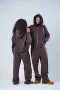 BROWN FULL ZIP UP SET