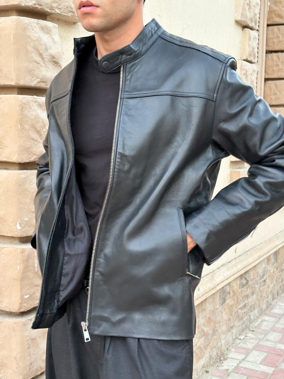Black Regular Leather Jacket