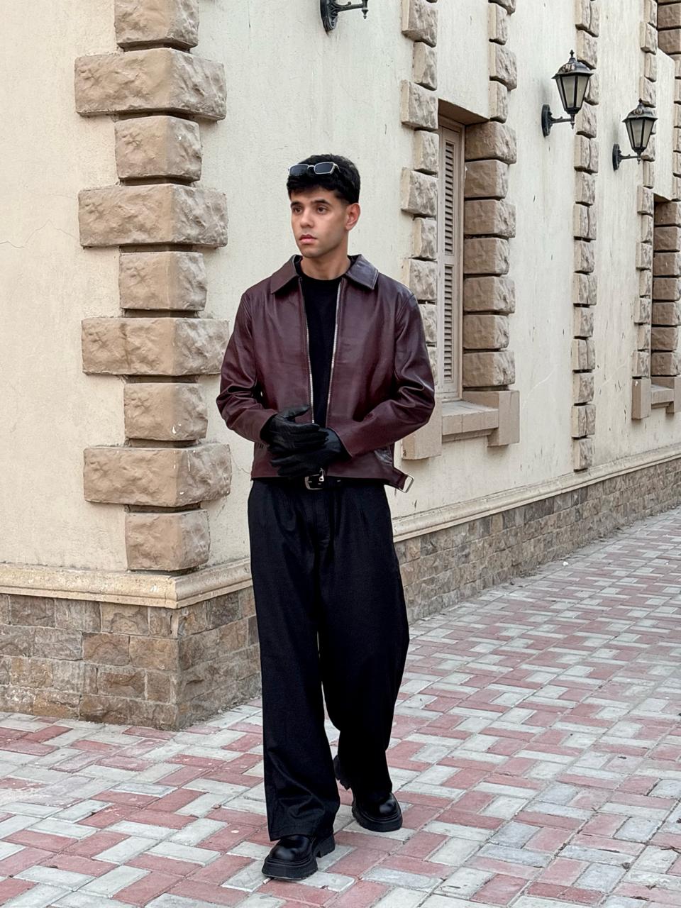 Burgundy Boxy Fit Leather Jacket
